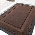 OLANLY Front Door Mat Indoor Outdoor Entrance, Waterproof All-Season, All-Weather Doormat, Sturdy Natural Rubber, Low Profile, Easy Clean Patio Porch Entryway Mat, 33x21, Chocolate Brown