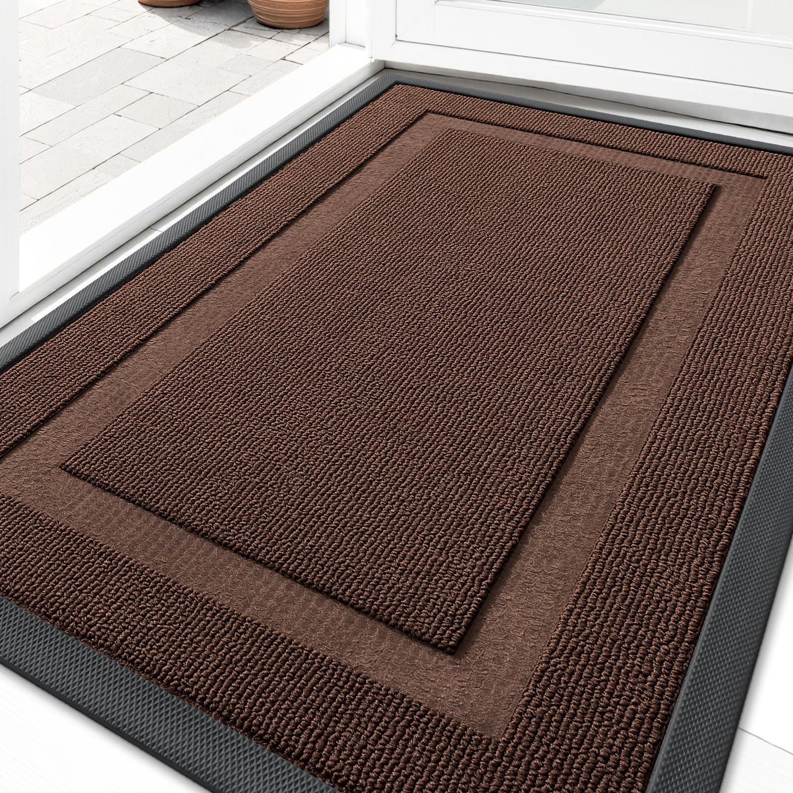 OLANLY Front Door Mat Outside 33x21, All-Season Heavy-Duty Rubber Doormat