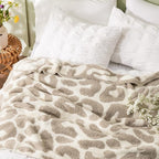Bedsure Leopard Throw Blanket for Couch, Cheetah Print Knit Fall Gifts Blanket - Super Soft, Cozy & Warm, GentleSoft, Breathable & Lightweight for Bedding Sofa, Khaki, 50x60 Inches