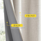 NICETOWN Brich Vintage Open Linen Weave Flax Thermal Curtains, 100% Blackout Curtains 102" Long for Dining Room, Soundproof Window Treatment Drapes for Hall Room, 52" Wide Per Panel, Set of 2