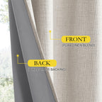 NICETOWN Brich Vintage Open Linen Weave Flax Thermal Curtains, 100% Blackout Curtains 54" Long for Dining Room, Soundproof Window Treatment Drapes for Kitchen, 42" Wide Per Panel, Set of 2