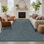 Latte&Fog 5x7 Area Rugs for Living Room Bedroom, Blue Modern Abstract Washable Rug, Boho Non Slip Low Pile Carpet for Indoor Dining Room, Dorm, Classroom, College Dorm, Farmhouse and Kids Room - Blue