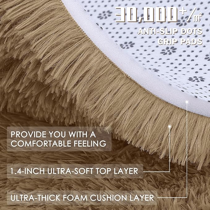 OLANLY 5x8 Machine Washable Large Area Rugs for Living Room, Bedroom, Soft Fluffy Shaggy Bedside Rug, Indoor Floor Carpet for Kids Girls and Boys, Dorms, Nursery, Home Decor Aesthetic, Taupe
