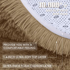 OLANLY Taupe Round Rugs for Bedroom - Machine Washable, 9 ft Circle Area Rugs for Living Room, Soft and Fluffy Shaggy Carpet for Teen Girl and Boys, Nursery Rooms, Dorms, Home Decor Aesthetic