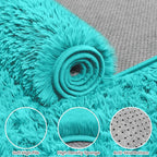 8x10 Fluffy Shag Area Rugs for Living Room Bedroom: Soft Carpet Teal Blue