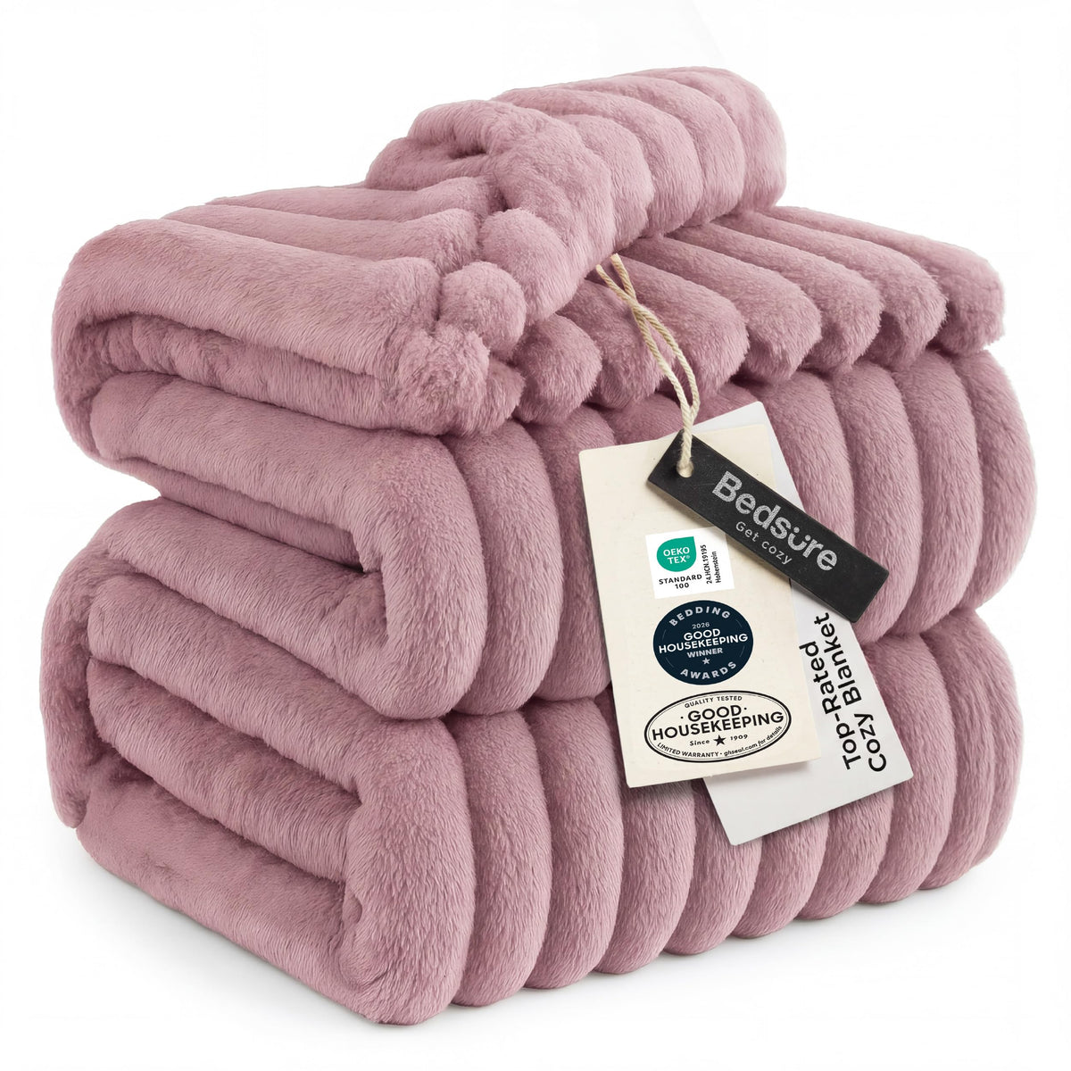 Bedsure Soft King Size Blankets for Bed Beige 108"x90"