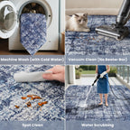 8x10 Washable Area Rug for Living Room Bedroom: Non-Slip Modern Navy Blue