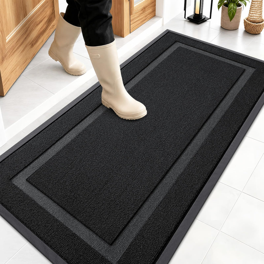 OLANLY Front Door Mat Outside 47x23, All-Season Heavy-Duty Rubber Doormat