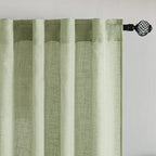 MIULEE Sage Green Kitchen Curtains 36 Inch Length 2 Panels, Soft Thick Linen Textured Semi Sheer Light Filtering Short Cafe Tier Curtains for Small Half Window Bathroom Laundry Back Tab Rod Pocket