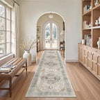 Madane Hallway Runner Rug 2x12, Long Washable Runner Rugs 12ft with Rubber Backing, Non Slip Carpet Runner, Vintage Rug Runners for Kitchen Laundry Room Entryway (Light Taupe Brown, 2'x12')
