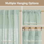 LAMIT Light Sage Linen Curtains 72 inch Length for Bedroom, Faux Linen Textured Light Filtering Drapes Back Tab and Rod Pocket Boho Panels for Farmhouse/Living Room, 2 Panels, 52 x 72 Inch