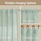 LAMIT Light Sage Linen Sheer Curtains for Bedroom 84 Inches Long, 2 Panels