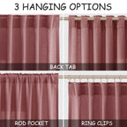Canyon Rose Linen Curtains 84 Inch Length 2 Panels Set for Living Room Rod Pocket Back Tab Light Filtering Window Drapes for Bedroom Dining Room Protect Privacy Country Farmhouse Decor 52x84