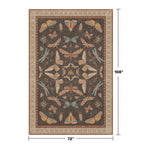 Dining Room Rugs for Under Table 6x9 - Washable Soft Rugs for Bedroom Aesthetic, Low Pile Stain Resistant Living Room Carpet, Vintage Insect Home Décor (Brown)