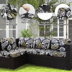 8Pcs Outdoor Cushion Covers, Patio Cushion Covers,Stretch Elastic Slipcovers, Replacement Washable & Reusable Furniture Protector for Patio Couch (Herbal-Pattern,Cover Only)