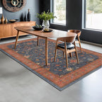 Hazo Haus Navy Blue Area Rug 5x7 Living Room Rug - Machine Washable Rugs for Bedroom, Dining Room, Kitchen Floor, Small Office, Low Pile Non-Slip Rubber Backing & Stain Resistance