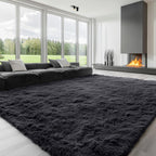 OLANLY 8x12 Machine Washable Large Area Rugs for Living Room, Bedroom, Soft Fluffy Shaggy Bedside Rug, Indoor Floor Carpet for Kids Girls and Boys, Dorms, Nursery, Home Decor Aesthetic, Black