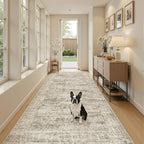 Hallway Runner Rug 4x8 Wide: Washable Thin Runners for Hallways Entry, Non Slip Soft Vintage Kitchen Area Rugs for Living Room Bedroom Dining Room Foyer (Brown, 4x8)