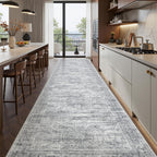 Restydon 2'6 x 12' Runner Rug Non Slip,Washable Kitchen Rugs,Grey