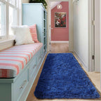 ONASAR Navy Blue Runner Rugs for Bedroom Living Room, Fluffy 2x6 Bedside Hallway Area Rug, Ultra Soft Plush Furry Faux Fur Non Slip Floor Carpet for Nursery Kids Dorm Closet Home Decor