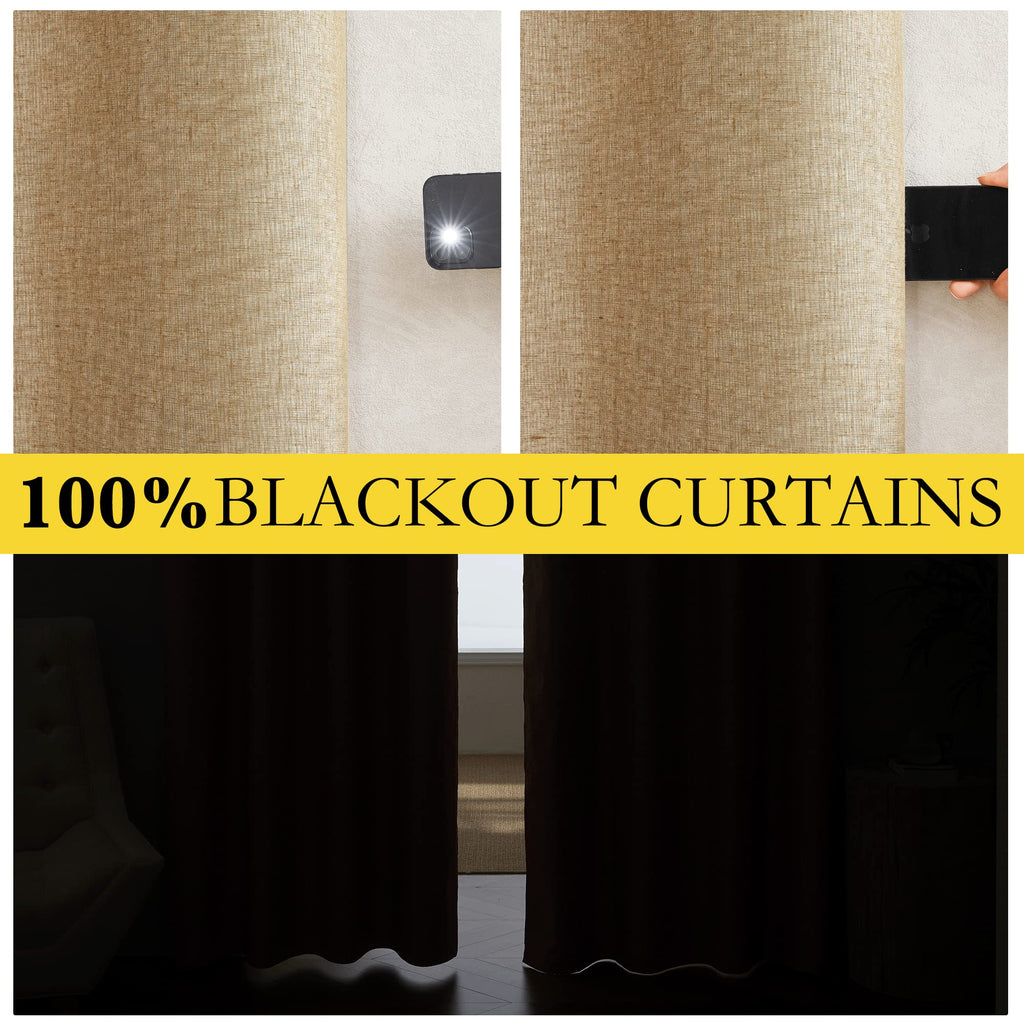 NICETOWN Full Shade Curtain Panels, 62 x 63 inch, Camel, Pair of Energy Smart & Noise Blocking Out Blackout Drapes for Dining Room Window, Thermal Insulated Guest Room Lined Window Dressing