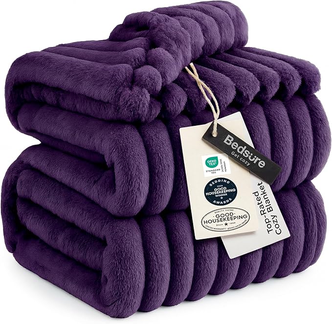 Bedsure Soft Queen Size Blanket for Bed Purple 90"x90"