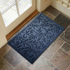 Blue Leaves Outdoor Indoor Entrance Doormats, Absorbent Durable Heavy Duty Welcome Front Door Mat,Thick Natural Rubber Back,Easy Clean Entryway Mat 17x30 Inch, Low Profile