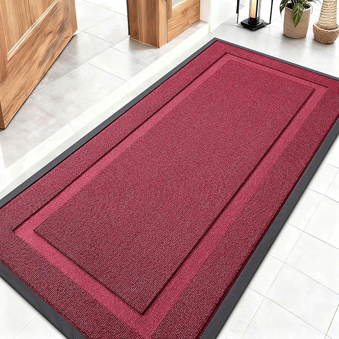 OLANLY Front Door Mat Outside 47x23, All-Season Heavy-Duty Rubber Doormat