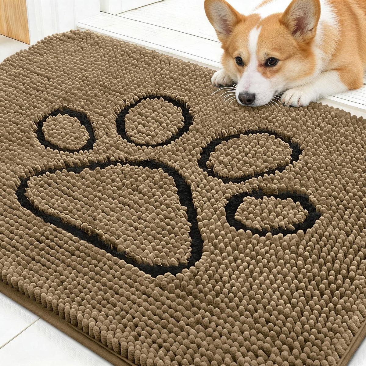 OLANLY Dog Door Mat for Muddy Paws 59x35, Super Absorbent Chenille Mud Mat