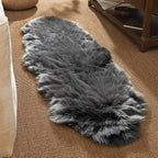 Ashler Faux Fur Rug, Fluffy Shaggy Area Rug, Ultra Soft 2 x 6 Feet Sheepskin Fur, Dark Grey Fuzzy Machine Washable Shag, Nursery Decor Throw for Bedroom, Kids Room, Living Room