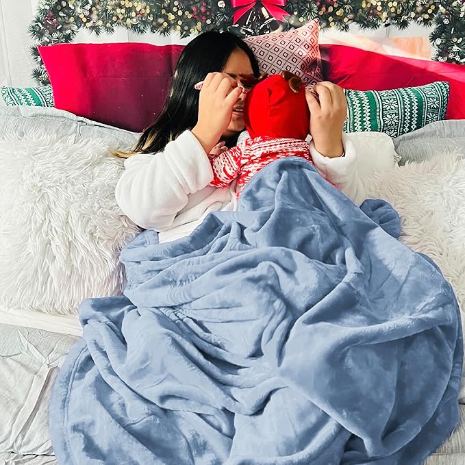 Bedsure GentleSoft Fleece Throw Blanket for Couch Light Blue - Lightweight Plush Fuzzy Cozy Soft Blankets and Throws for Sofa, 50x60 inches