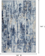 9x12 Area Rugs Washable Rug: Modern Abstract Living Room Rug Soft Anti-Skid Thin Carpet Indoor Floor Non-Shedding Carpets for Bedroom Dining Room Farmhouse Nursery Home Office Blue Gold