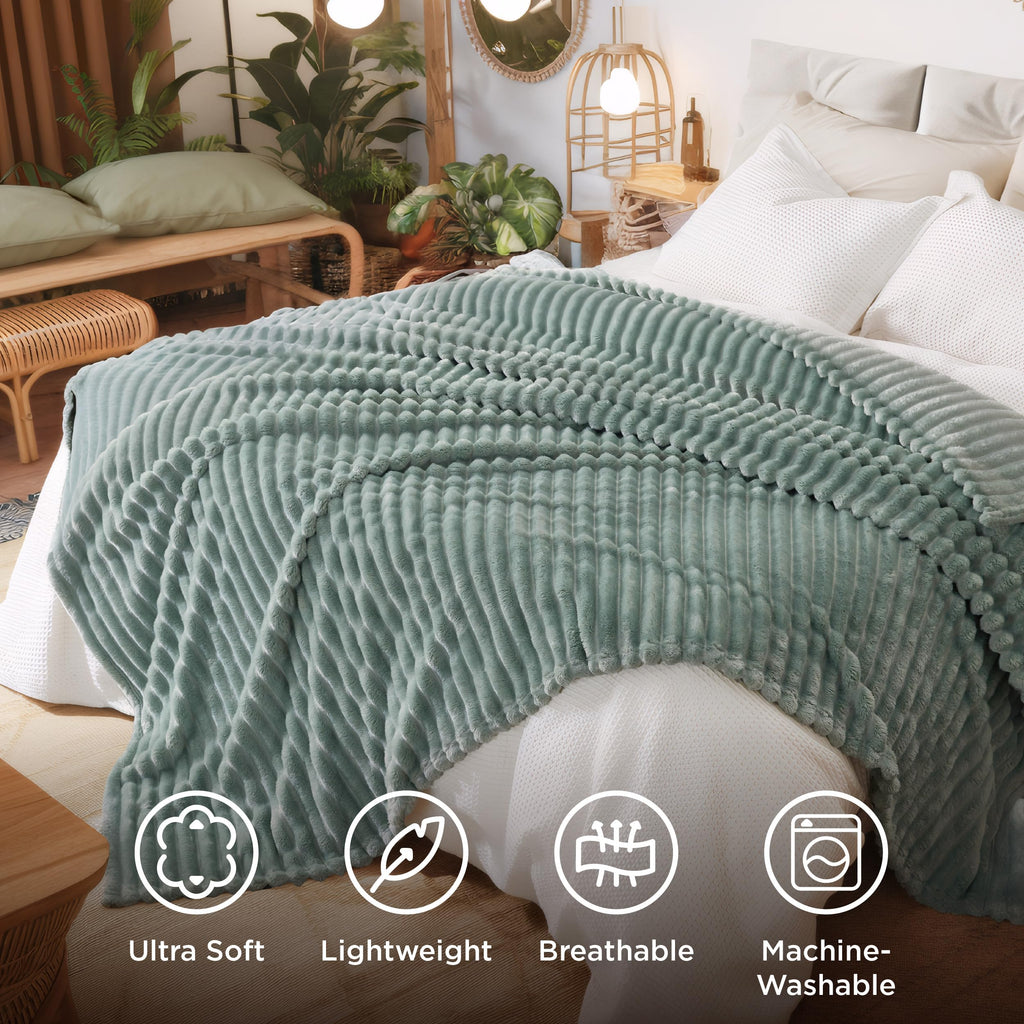 Bedsure Soft Queen Size Blanket for Bed Sage Green 90"x90"