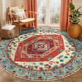 SERISSA 6ft Washable Non Slip Round Boho Area Rug for Bedroom，Orange