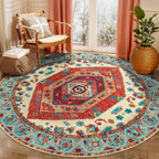 SERISSA 6ft Washable Non Slip Round Boho Area Rug for Bedroom，Orange