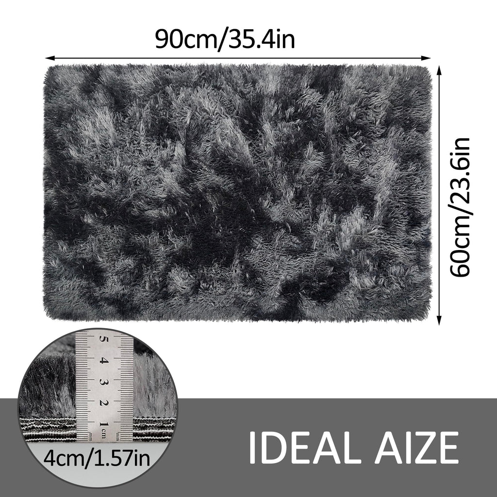 JiaoBaba Small Tie-Dyed Area Rug for Bedroom 2x3 Mini Black Grey Fluffy Rug Mat Bedside Throw Rug for Kids Room Boys Teens Nursery Baby Dorm Living Room Home Decor Aesthetic Carpets