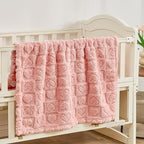 Yurhap Fleece Baby Blanket Heart Checkered Blanket, Ultra Soft Cozy Baby Blankets for Girls Boys, Fluffy Infant Toddler Newborn Receiving Blankets for Crib Stroller 30”×40” (Dark Pink)