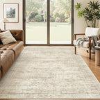 Soalmost 5x8 Area Rugs Beige Low Pile Washable Trendy Faded Style Rug