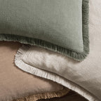 MIULEE Linen Fringe Decorative Throw Pillow Covers Natural Beige 18x18