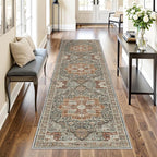 Restydon Runner Rug 2x8 Runners for Hallways Washable Rugs, Grey/Brown/Tan