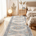 TOPRUUG Washable 2x8 Hallway Runner Rug: Non-Slip Low-Pile Rugs for Kitchen Bedroom Beside Bathroom Ultra Thin Soft Easy Clean for Hardwood Floors & High Traffic Areas (Blue, 2X8)