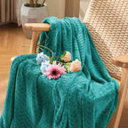 inhand Teal Fleece Twin Blanket, Super Soft Flannel Cozy Blankets for Adults, Lightweight Leaves Pattern Fuzzy Blanket for Couch Sofa Bed Office, Warm Plush Blankets for All Season, 60x90 Inches