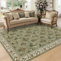 GarveeHome Large Entryway Rug 3x5 Floral Washable Area Rugs Vintage Soft Non-Slip Small Floor Carpet Doormat Stain Resistant Low-Pile Ultra-Thin Entry Mat for Bedside Kitchen Green