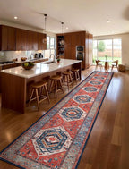 SERISSA Runner Rug for Hallways, 2'6"x18' Washable Non Slip Kitchen Runner Rug, Extra Long Boho Rug Ultra Soft Vintage Rust Print Floor Carpet for Hallway Living Room Dining Room Bedroom