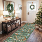 Washable 2'6x12 Hallway Runner Rug: Soft Entryway Kitchen Floral Runners Non Slip Water Resistant Nursery Bathroom Floor Mat Light Weight Carpet for Living Room Bedroom (2'6x12 Floral/Green)