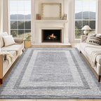 GarveeHome Modern Geometric Area Rug 5x7 Distressed Bordered Washable Non Slip Floor Carpet