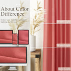 Nanspring Watermelon Red Curtains 108 Inches Long 2 Panels, Semi Sheer Back Tab Loop Pocket Large Window Curtain Extra Long Light Filtering Drapes High Ceiling Drape for Living Room 52x108