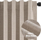 Topfinel Linen Blackout Curtains 63 Inch Long for Livingroom Bedroom 2 Panels Set Room Darkening Curtains 63 Inches Length Drapes for 64" Window Energy Saving Noise Reducing Nursery (52" W x 63" L)
