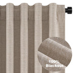 Topfinel Linen Blackout Curtains 63 Inch Long for Livingroom Bedroom 2 Panels Set Room Darkening Curtains 63 Inches Length Drapes for 64" Window Energy Saving Noise Reducing Nursery (52" W x 63" L)