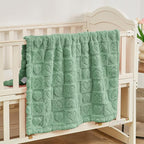 Yurhap Fleece Baby Blanket Heart Checkered, Ultra Soft Cozy Baby Blankets for Boys Girls, Fluffy Infant Toddler Newborn Receiving Gifts for Crib Stroller 30"x40" (Sage Green)